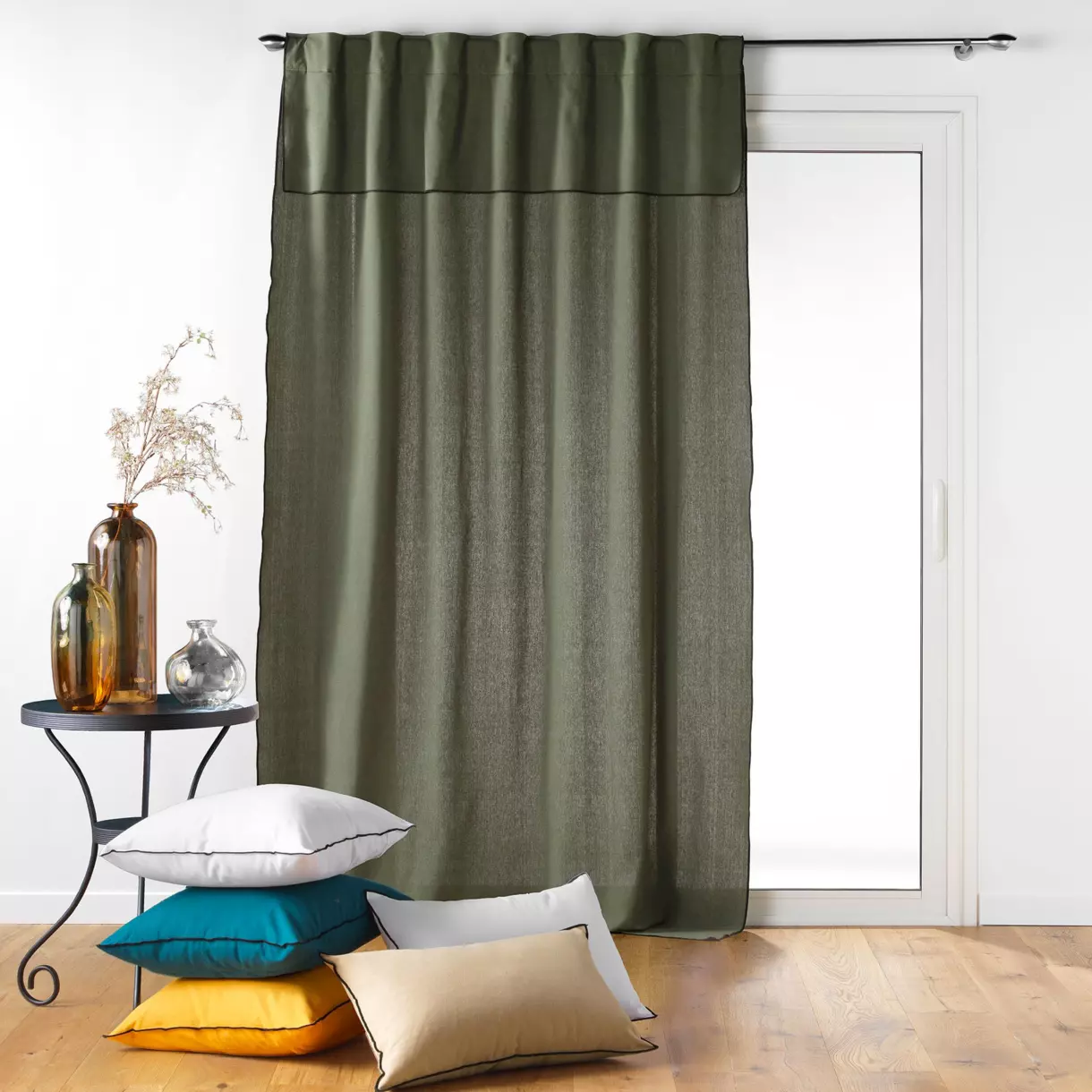 Cortina semi-opaca algodón reciclable (140 x 240 cm) Mistraline Verde kaki 1
