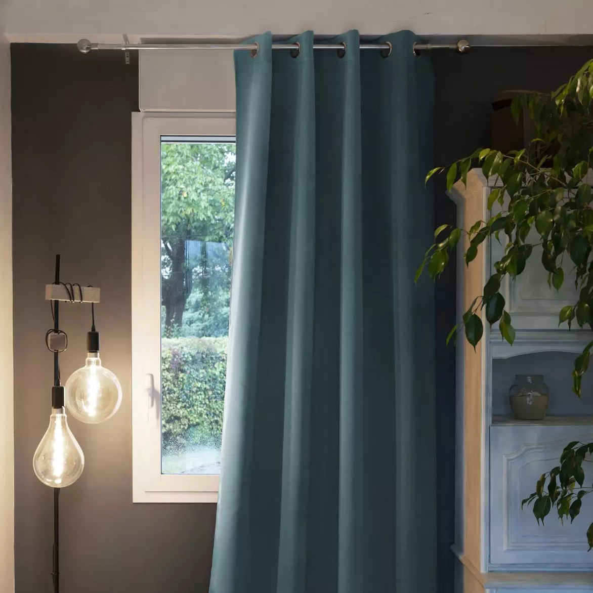 Cortina opaca aislante (135 x 280 cm) Laponia  Azul trullo 1