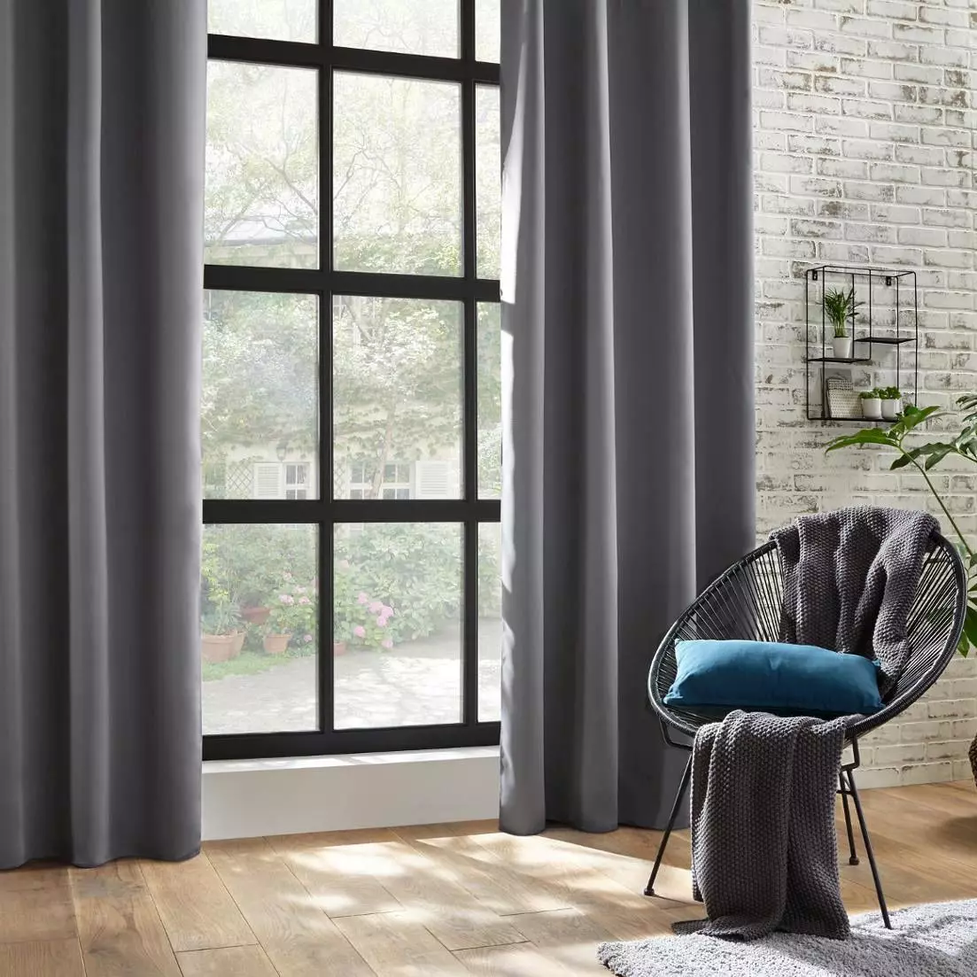 Rideau occultant (140 x 260 cm) Ella Gris foncé 1