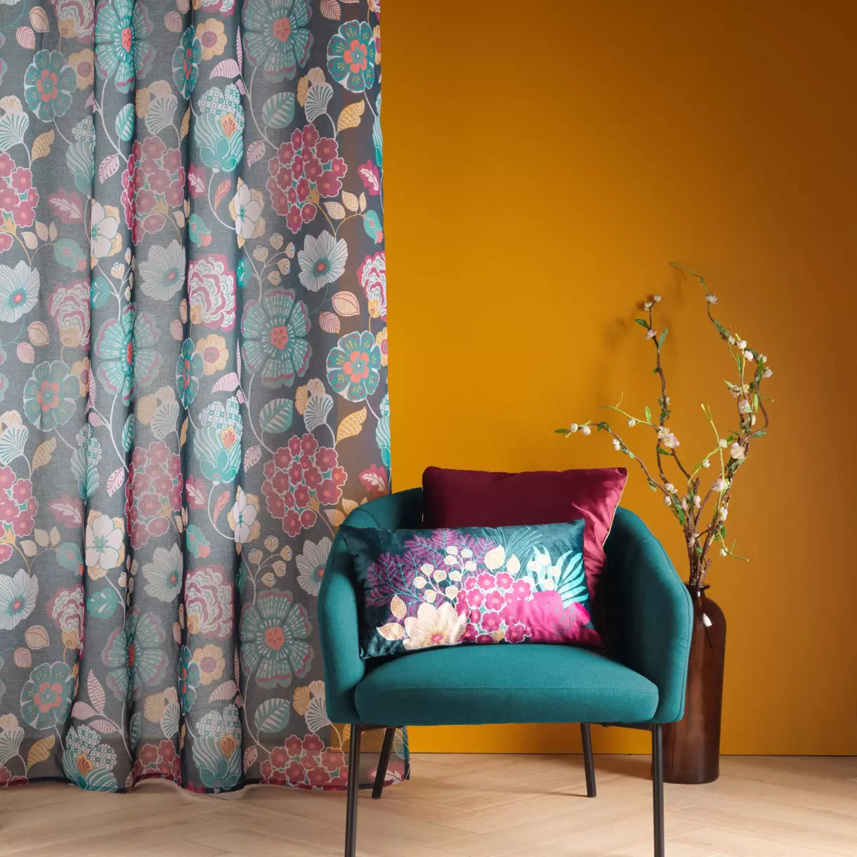 Voilage (140 x 240 cm) Winteria Bleu canard