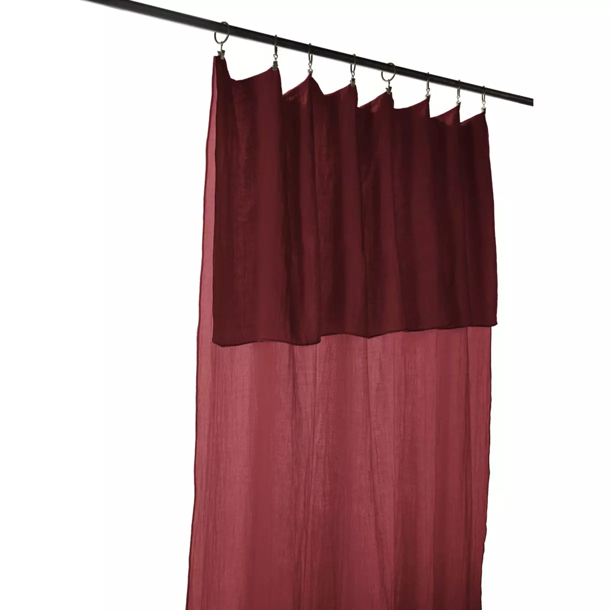 Rideau gaze de coton ajustable (140 x max 300 cm) Gaïa Lie de vin 6