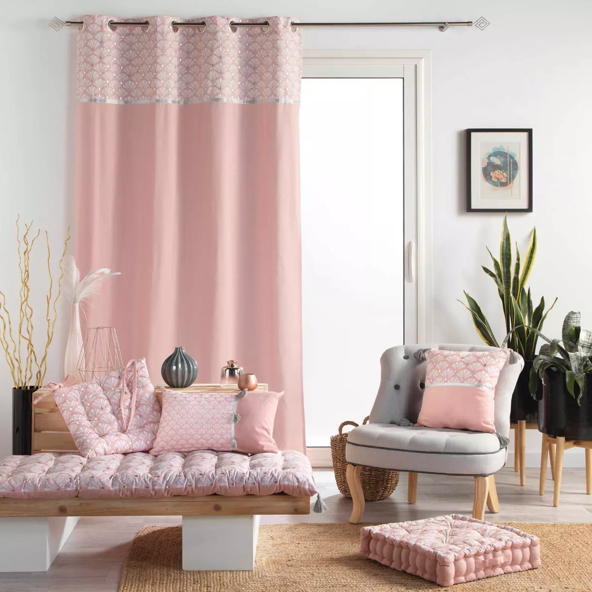 Cortina semi opaca (140 x 240 cm) Artchic Rosa 1