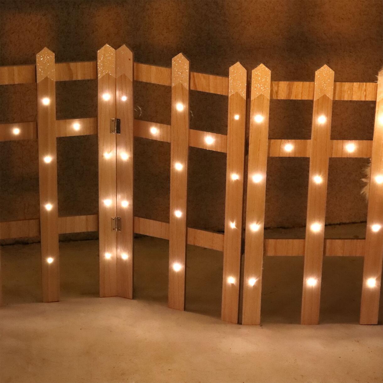 Recinzione in legno con luci Bianco caldo 42 LED 1