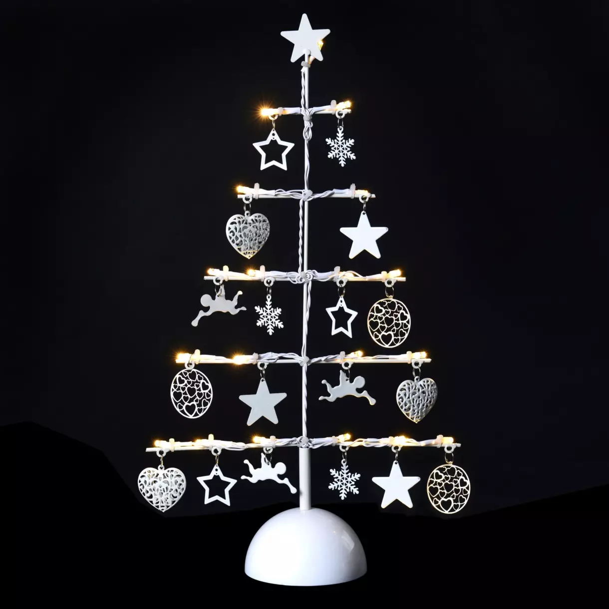 Sapin en métal illuminé Breloque blanc chaud 1
