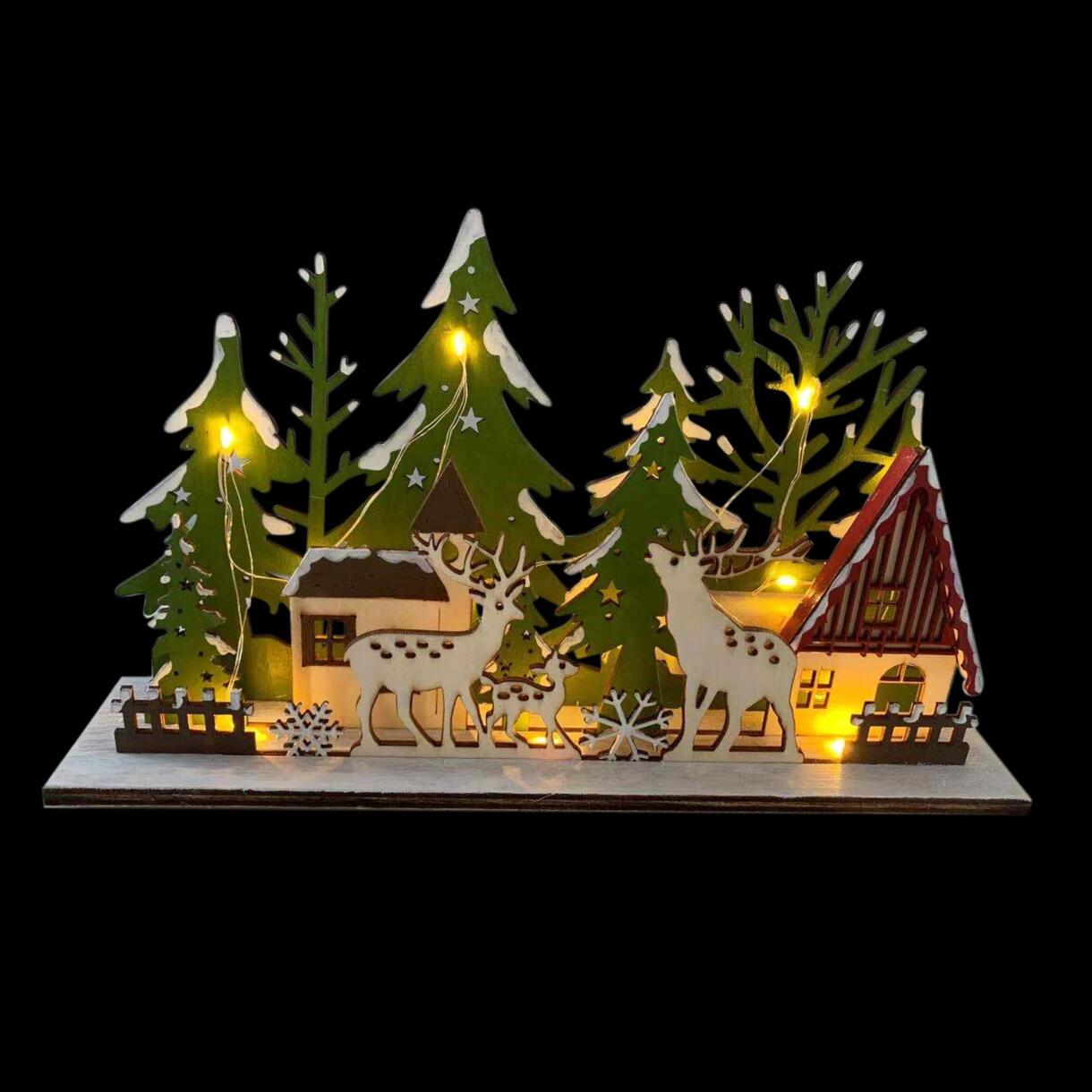 LED Weihnachts-Szene Lappland batteriebetrieben Warmweiß 13 LEDs 1