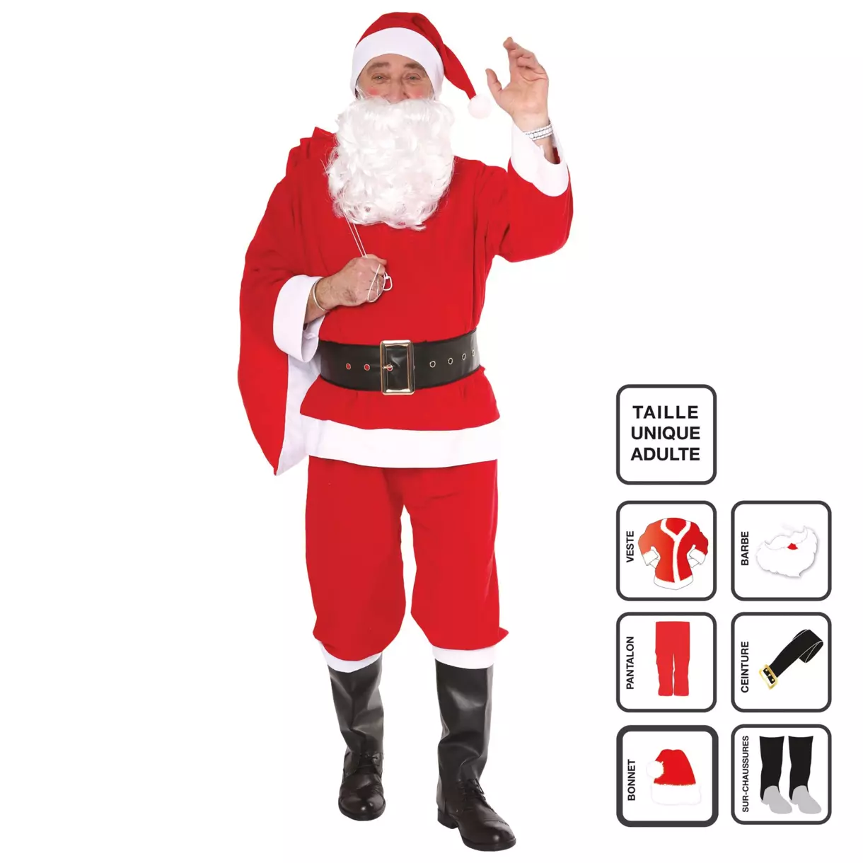 Disfraz de Papá Noel para adultos 6 piezas Rojo  1