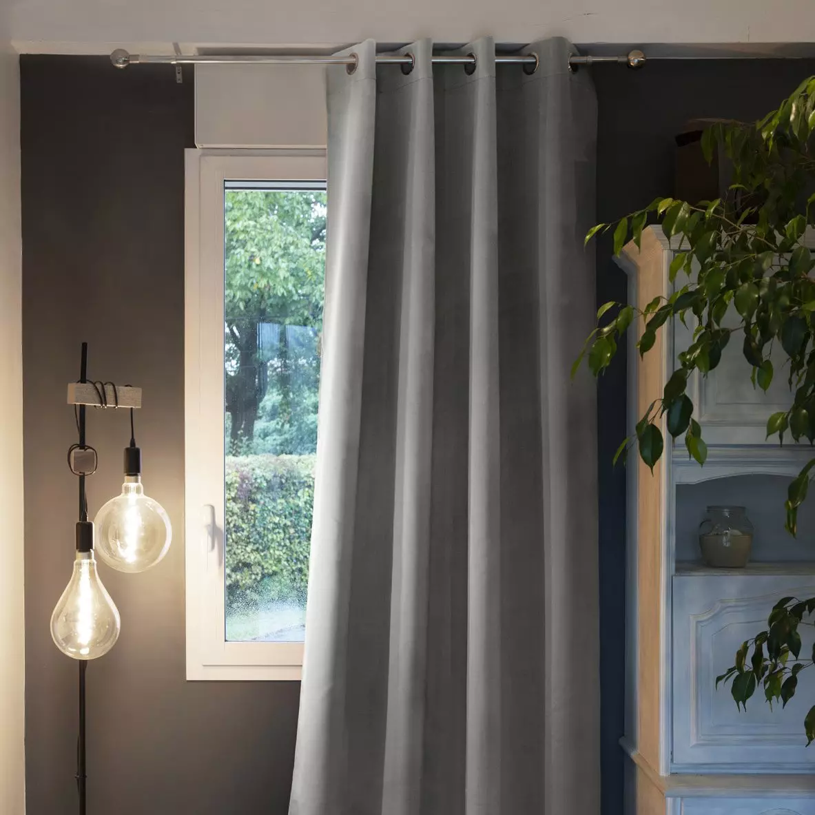 Cortina opaca aislante (135 x 260 cm) Laponia Gris claro 1