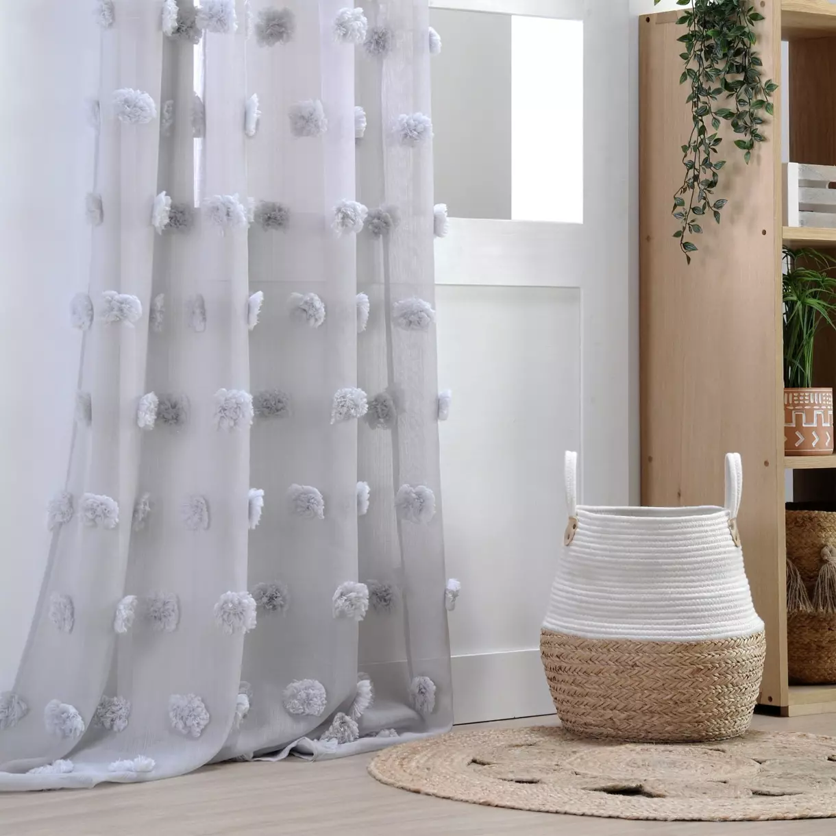 Visillo (135 x 260 cm) Pompinou Gris perla 1