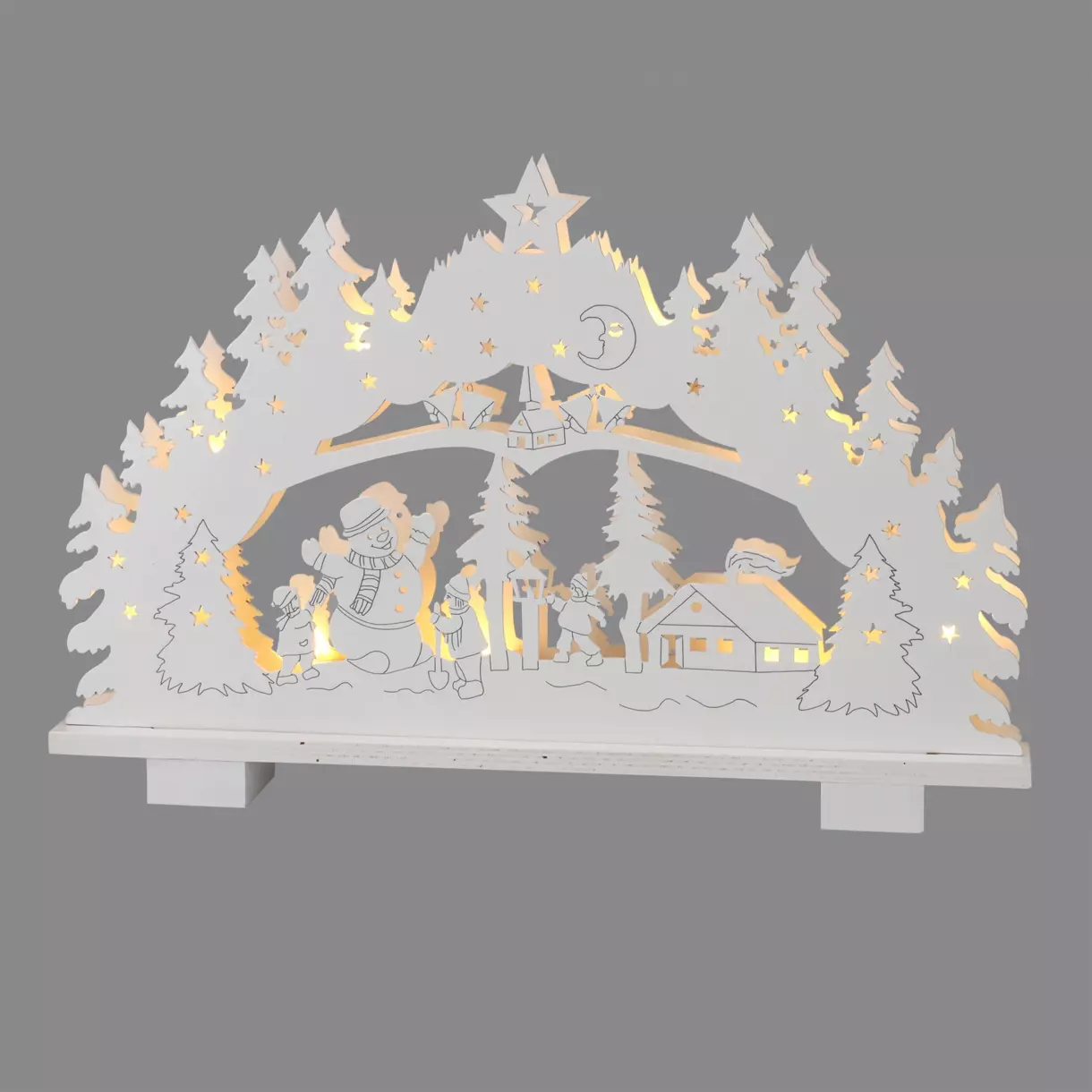 Village enchanté en bois illuminée 10 LED Blanc chaud 1