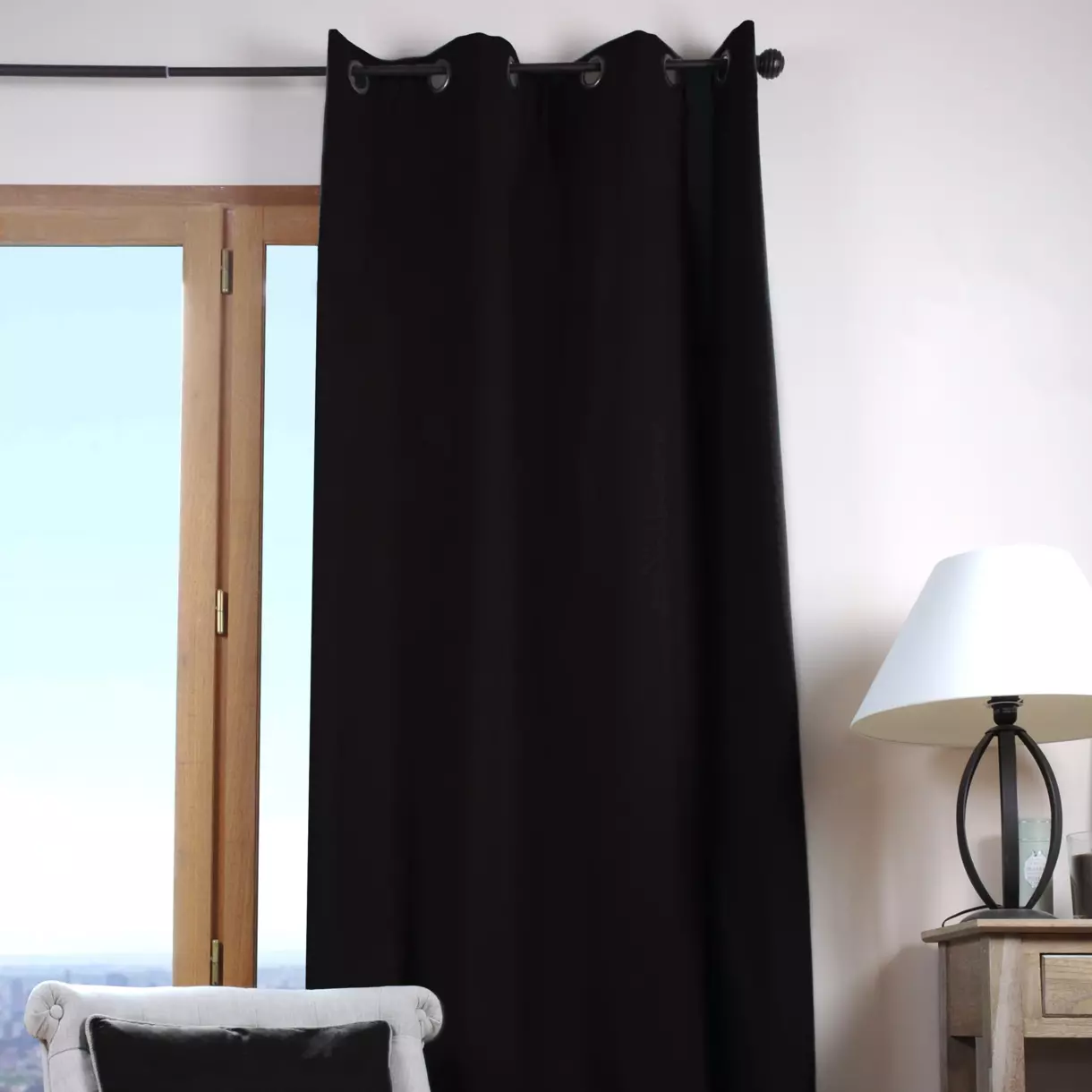 Cortina algodón (135 x 240 cm) Duo Negro 1