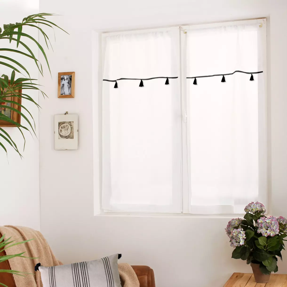 Set van 2 vitrages (60 x 160 cm) Linea Zwart 1