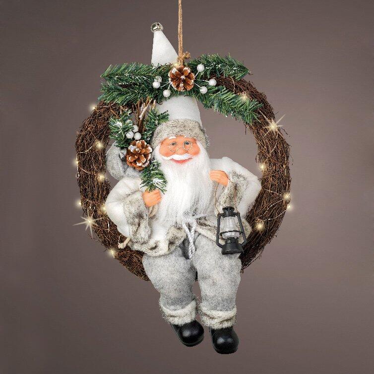 Babbo Natale e corona Lino Alt. 45 cm 1
