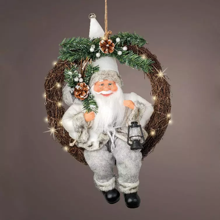 Kerstman met krans Lino H45 cm 1