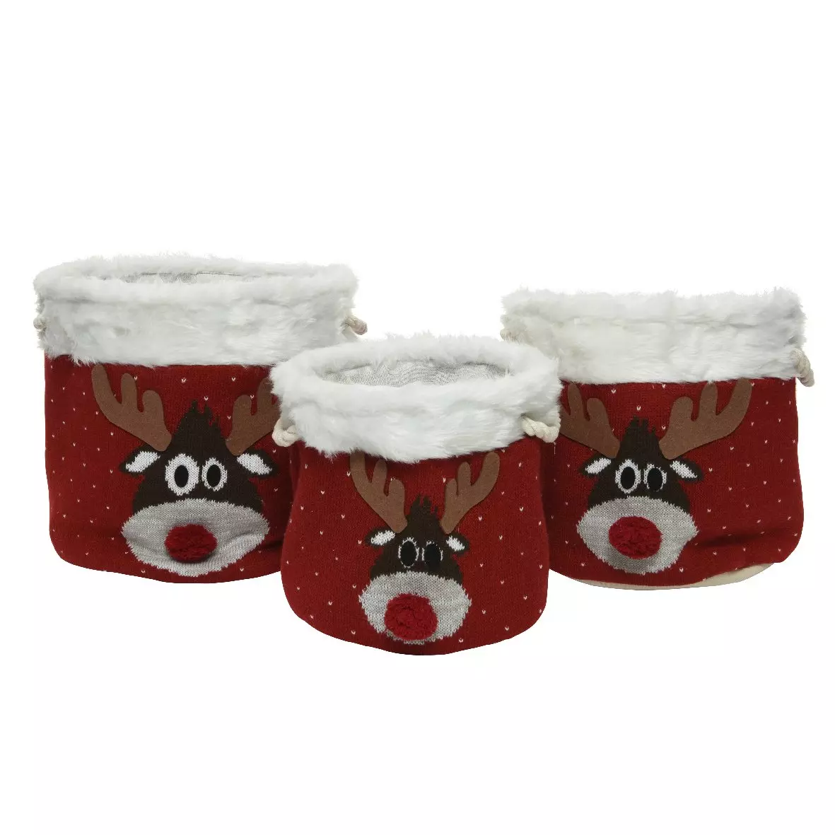 Lot de 3 paniers Têtes de renne rouge 1
