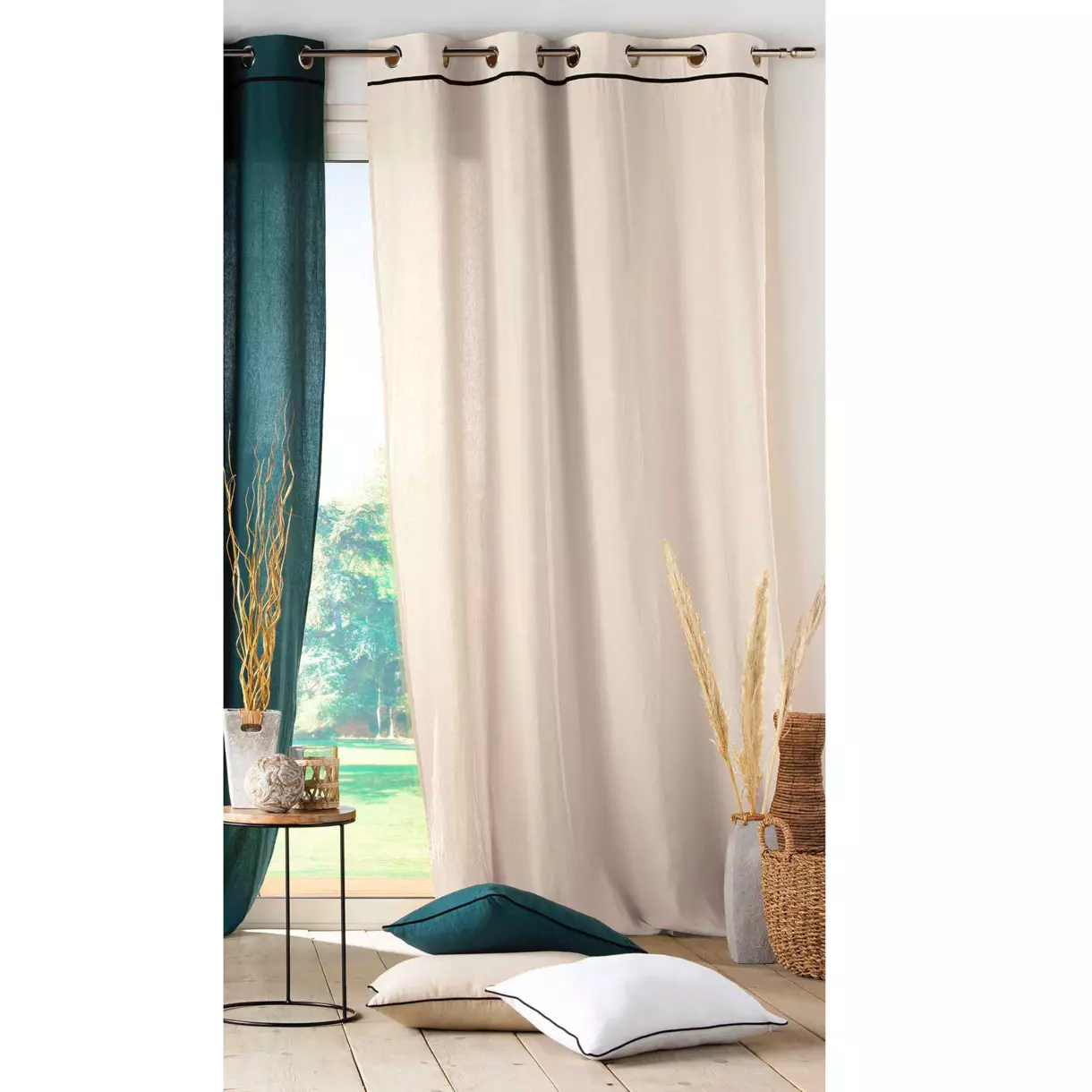 Cortina  semi-opaca algodón lavado (135 x 240 cm) Linette Beige 1