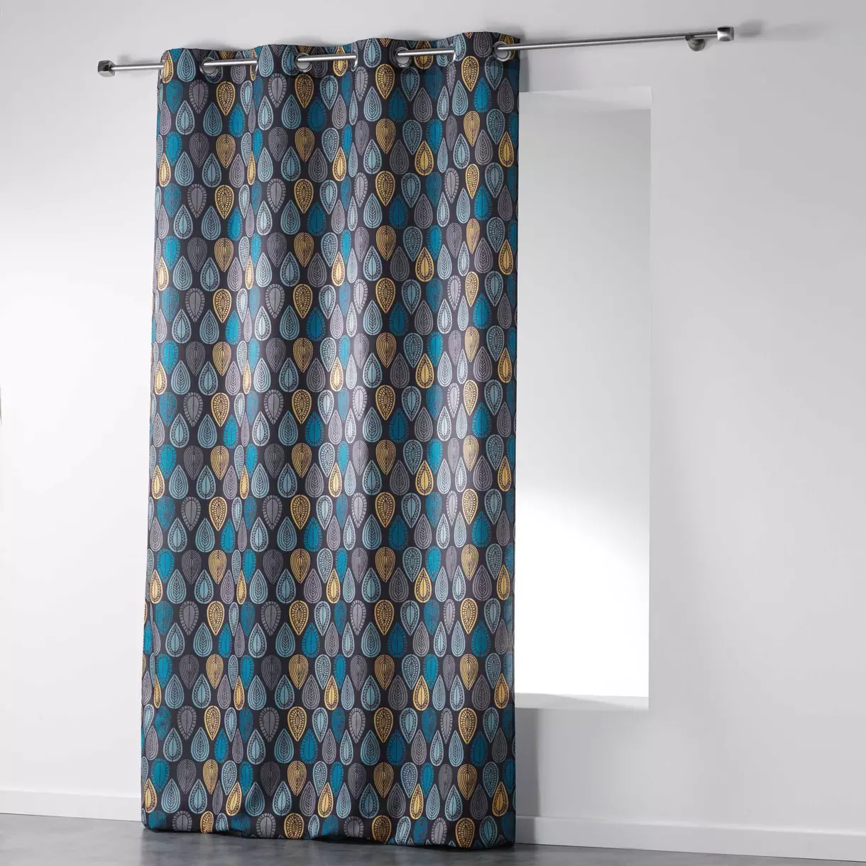 Rideau (140 x 260 cm) Palpito gris anthracite et bleu 1