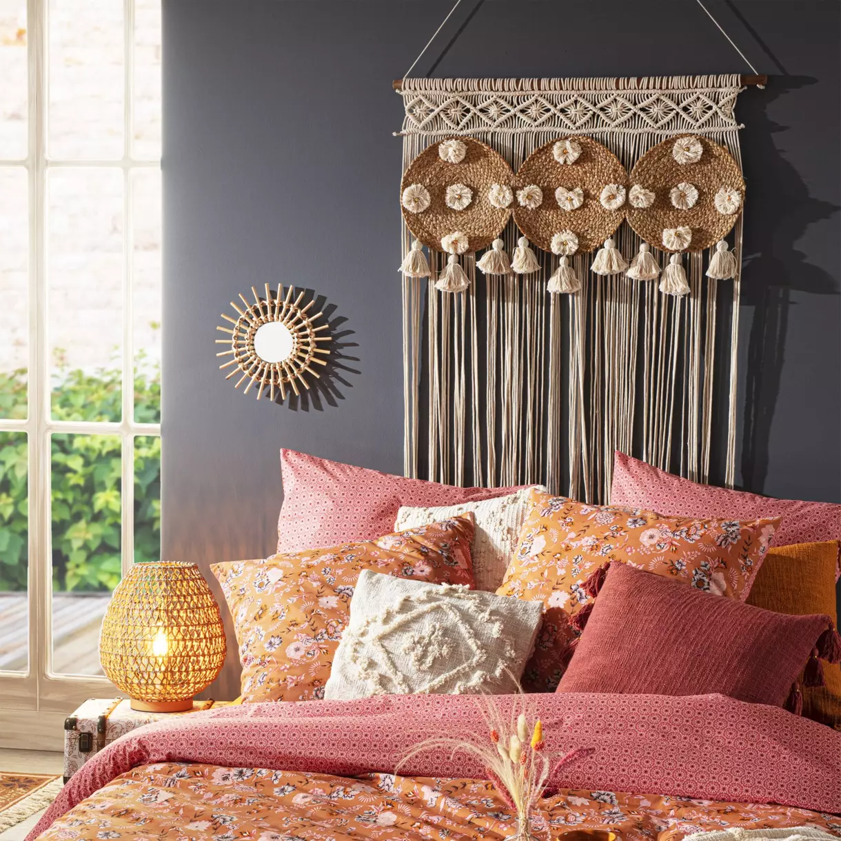 Cortina de hilo (90 x 200 cm) Macramé Beige 1