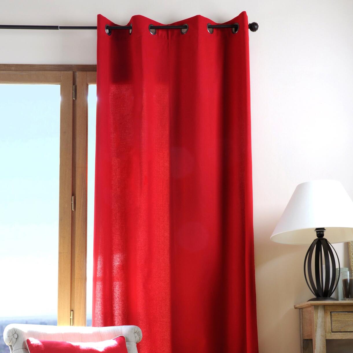 Rideau coton (135 x 240 cm) Duo Rouge 1