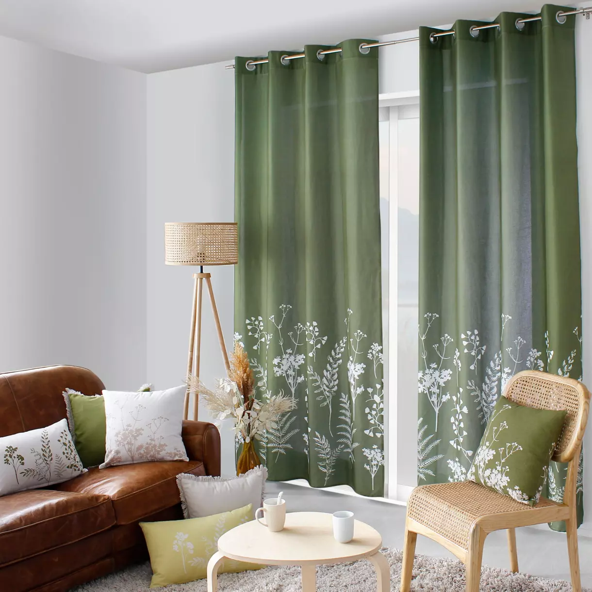 Rideau (135 x 240 cm) Herbier Vert olive 1