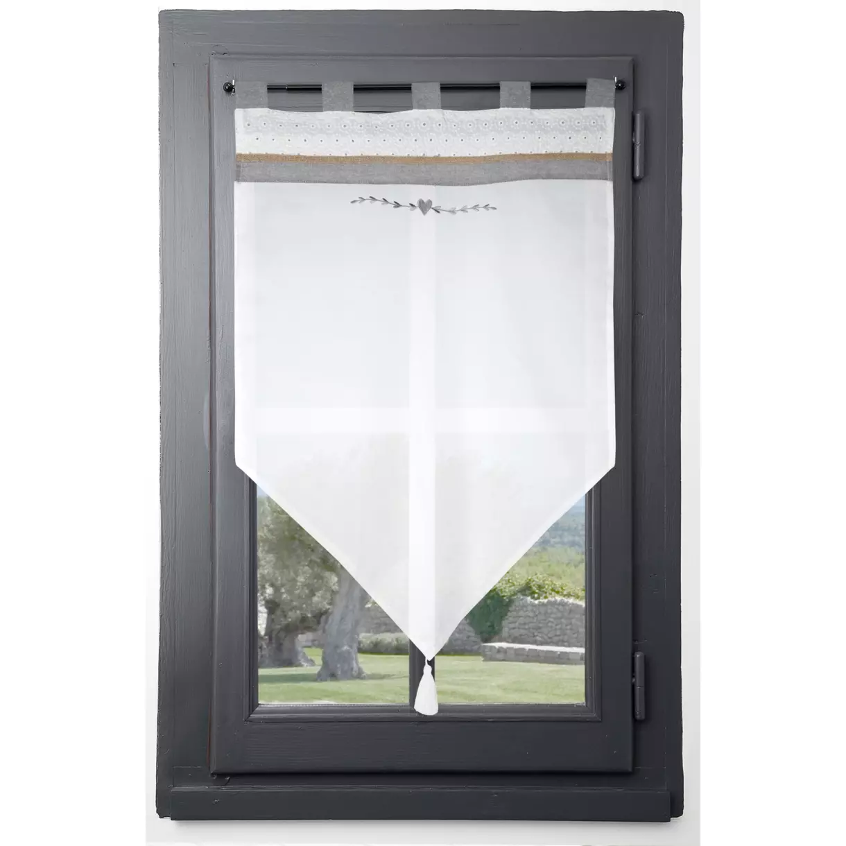 Visillo corto para ventana (60 x 90 cm) Candice Blanco 1