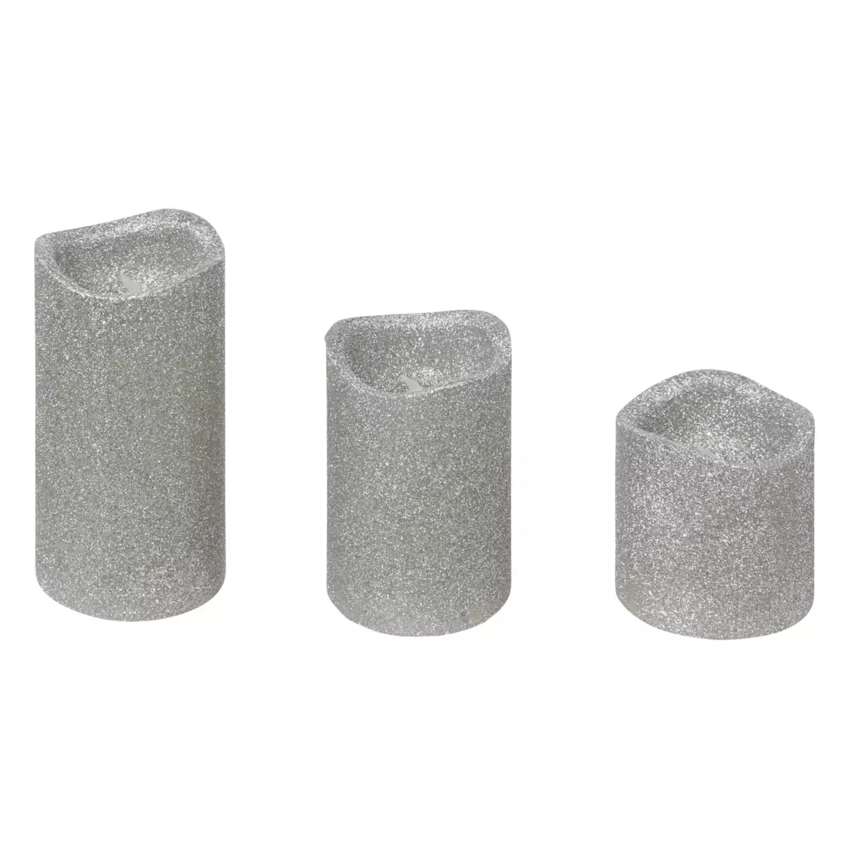 Lote de 3 velas LED à paillettes Plata 1