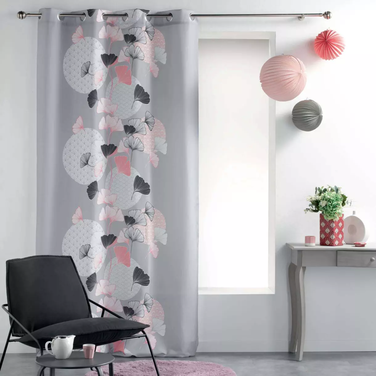 Cortina semi opaca (140 x 260 cm) Eden Blush Gris 1