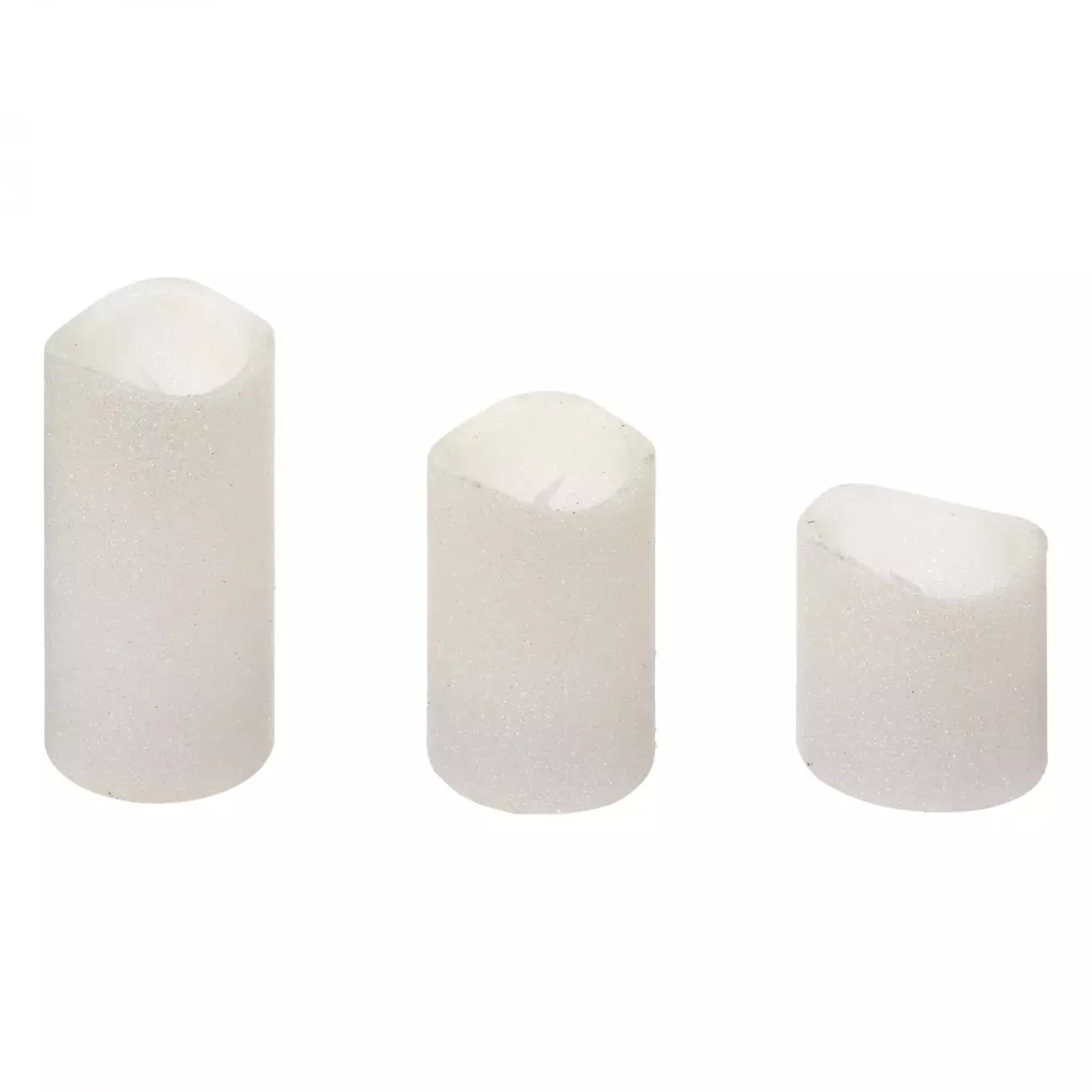 Lote de 3 velas LED  con brillos Blanco 1