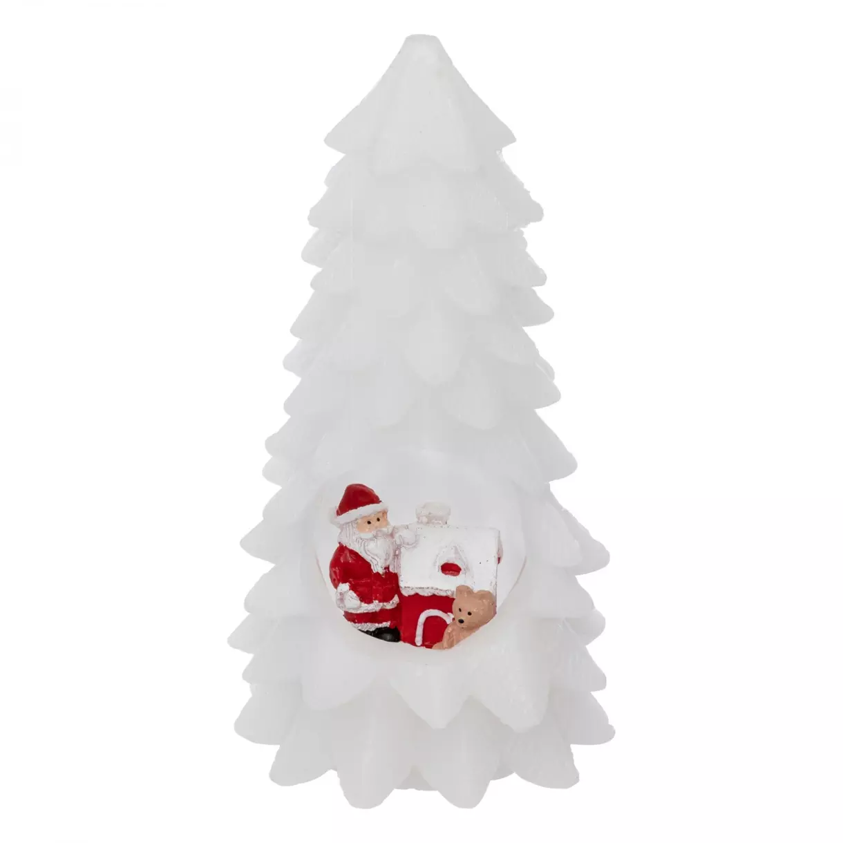 Bougie LED Sapin et Père Noël Blanc 1