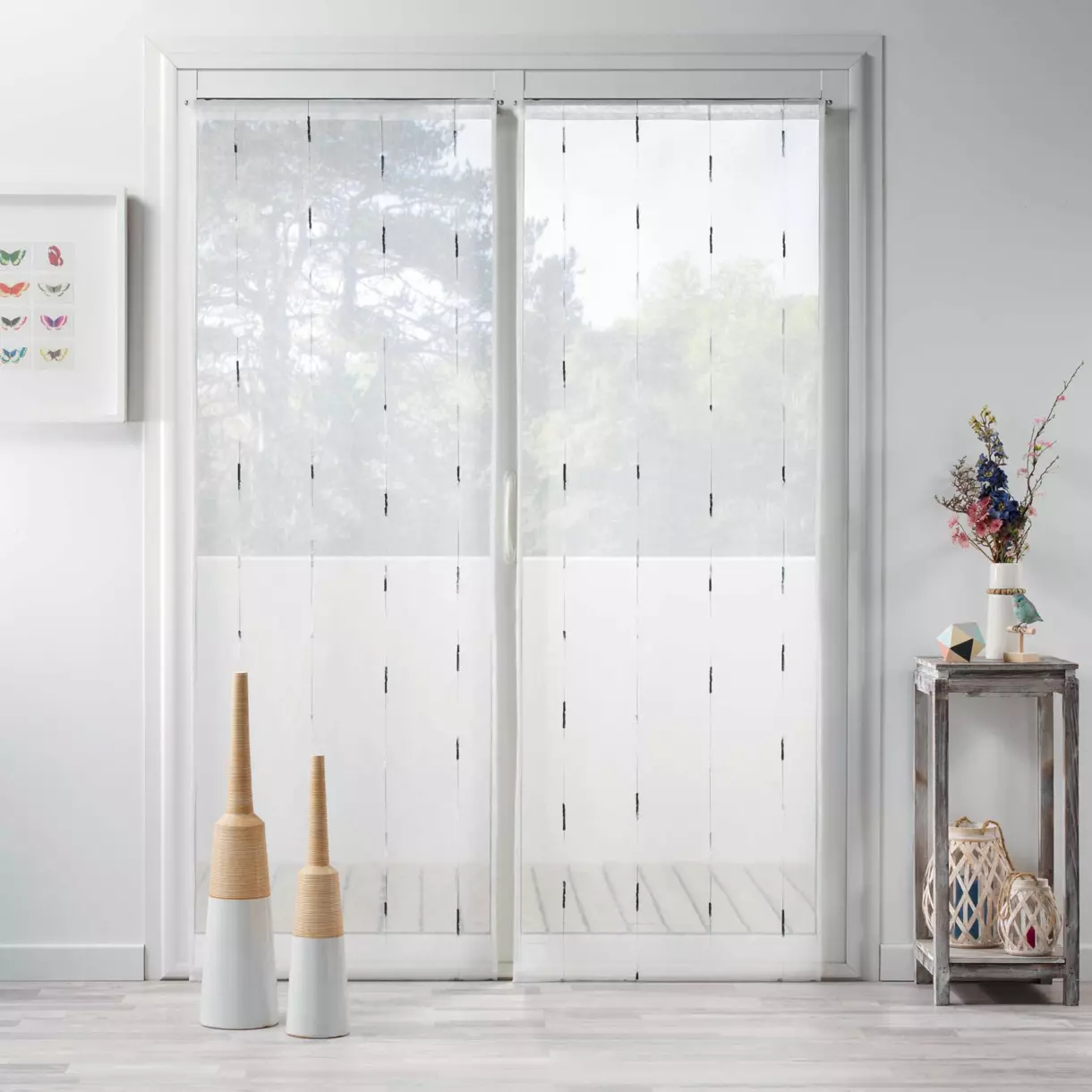 Paire de voilages (70 x 200 cm) Chenilla Gris 1