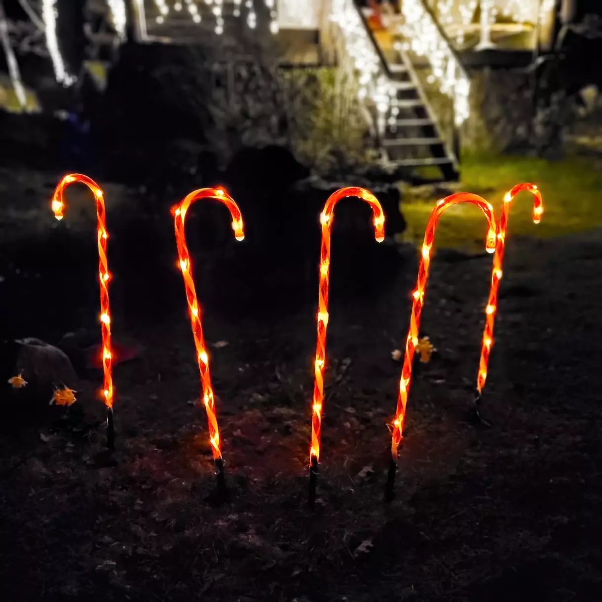 Lote de 5 bastones de caramelo luminosos 40 LED 1
