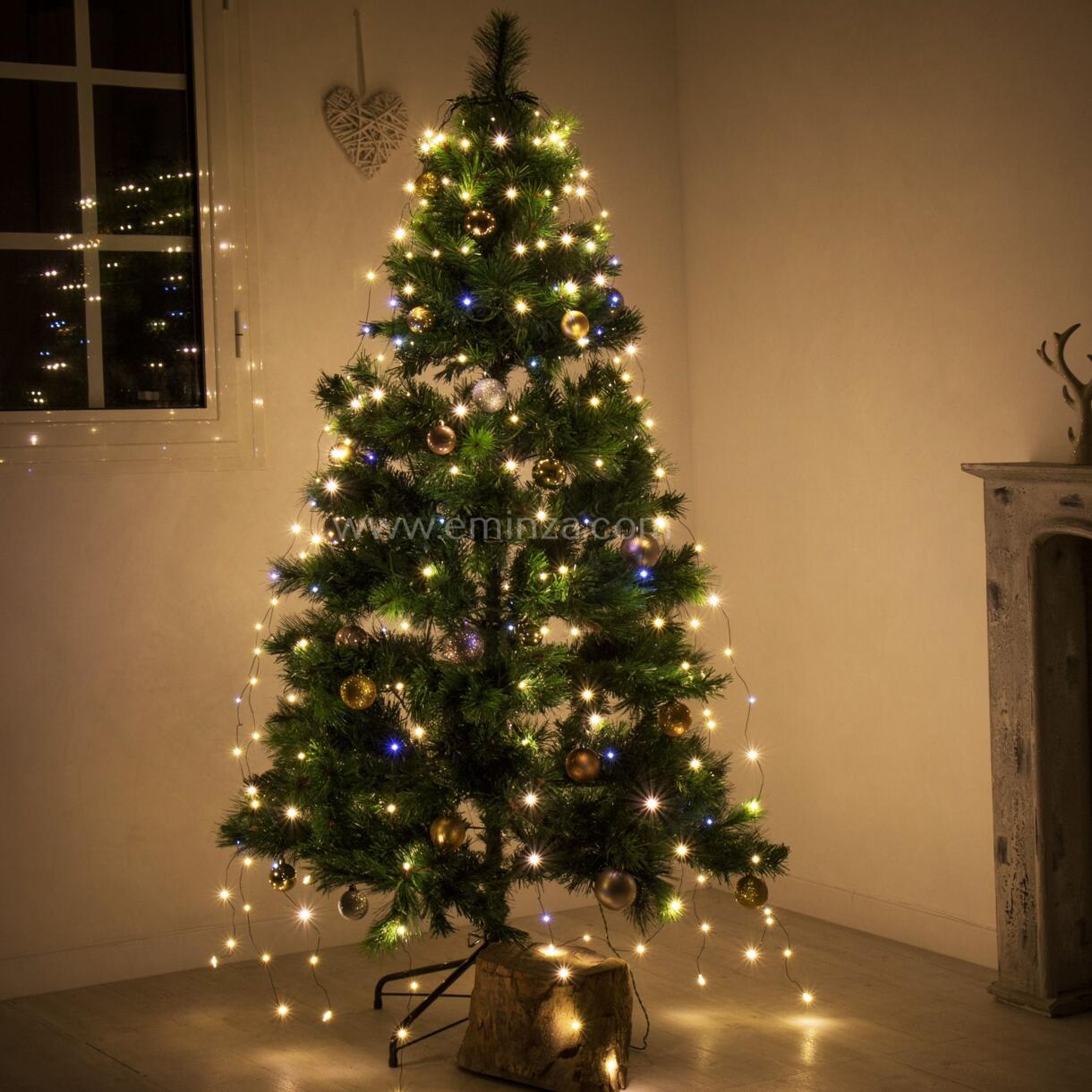 Cortina de luces para árbol Flashing light alto 2,40 cm Blanco cálido 832 LED 1