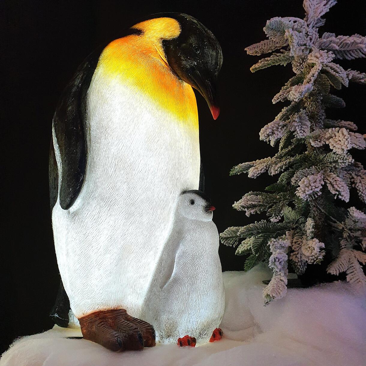Verlichte pinguïn en zijn kleintje Koudwit 8 LED 1