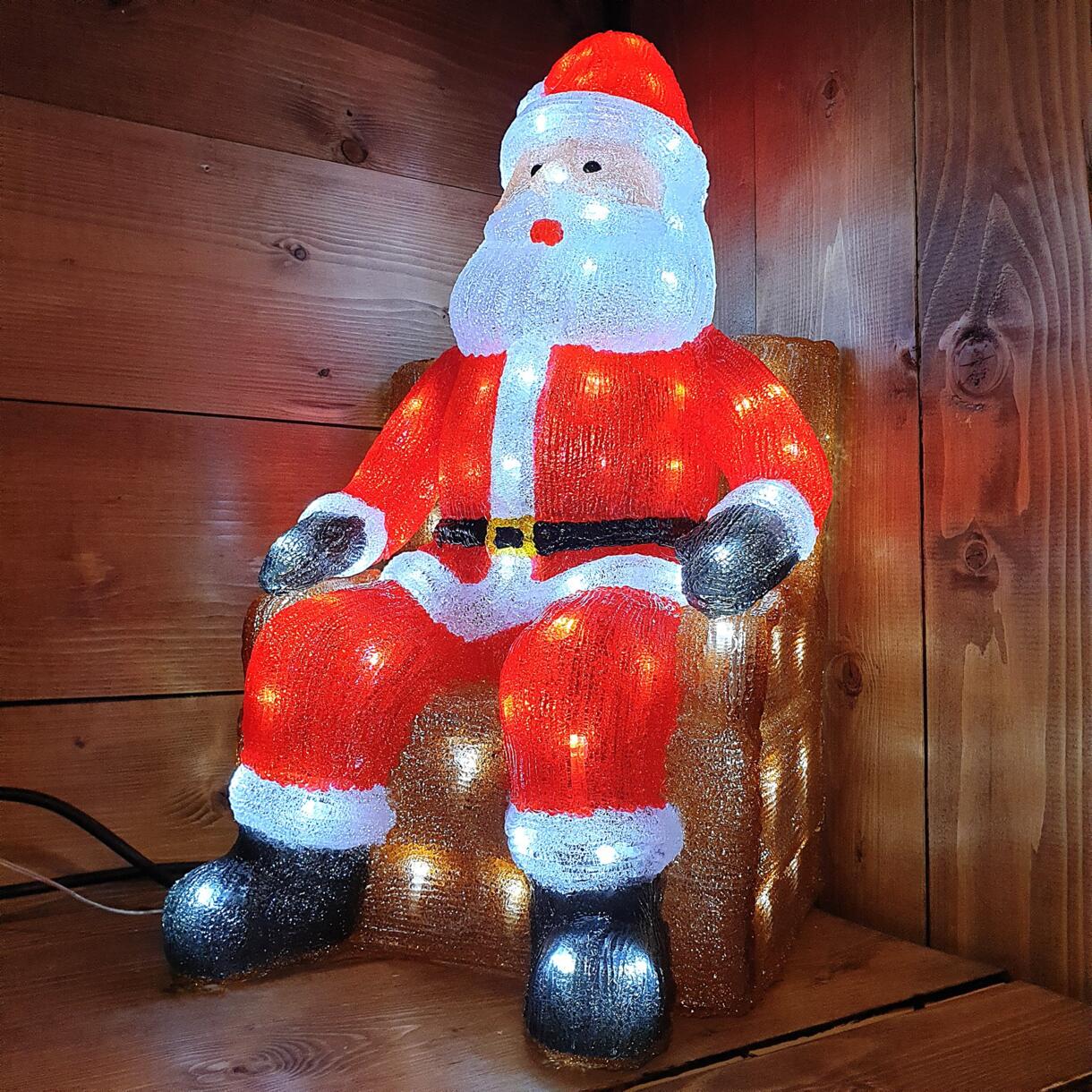 Verlichte kerstman zittend Koudwit 100 LED 1