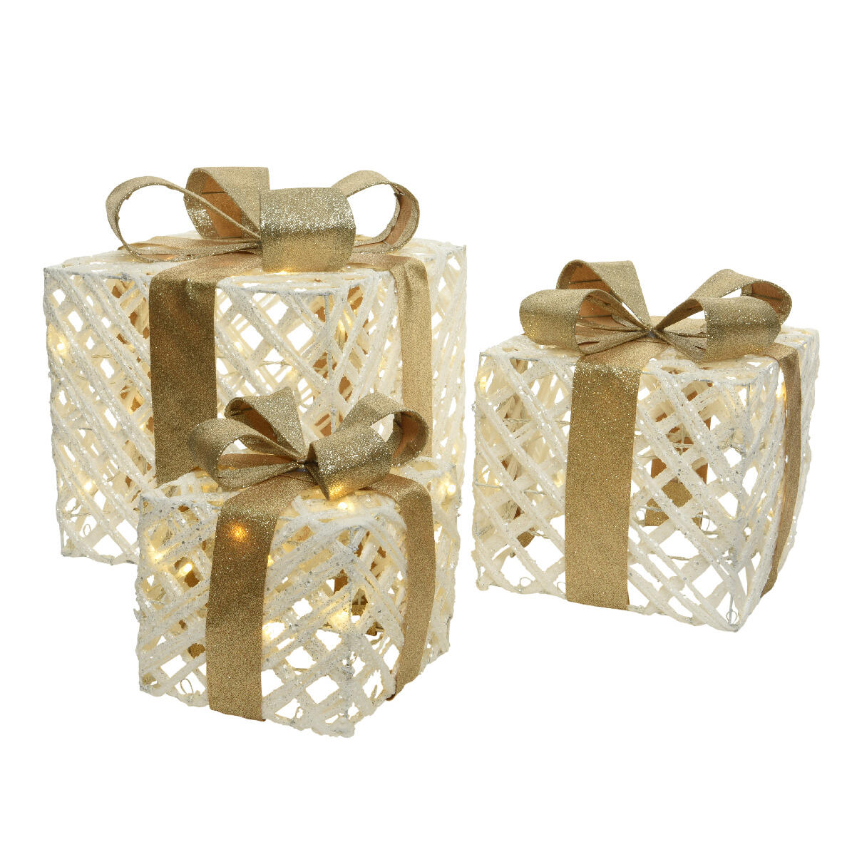 Set van 3 verlichte cadeaus Warm wit 65 LED 6