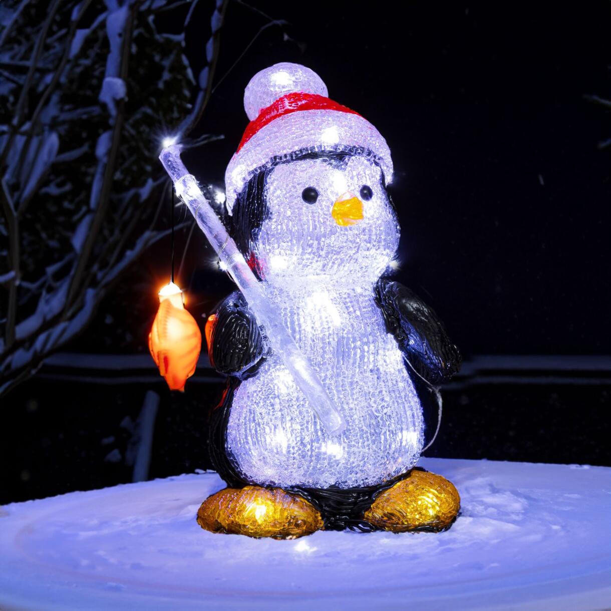 Pinguino luminoso Pescador Blanco frío 30 LED 1