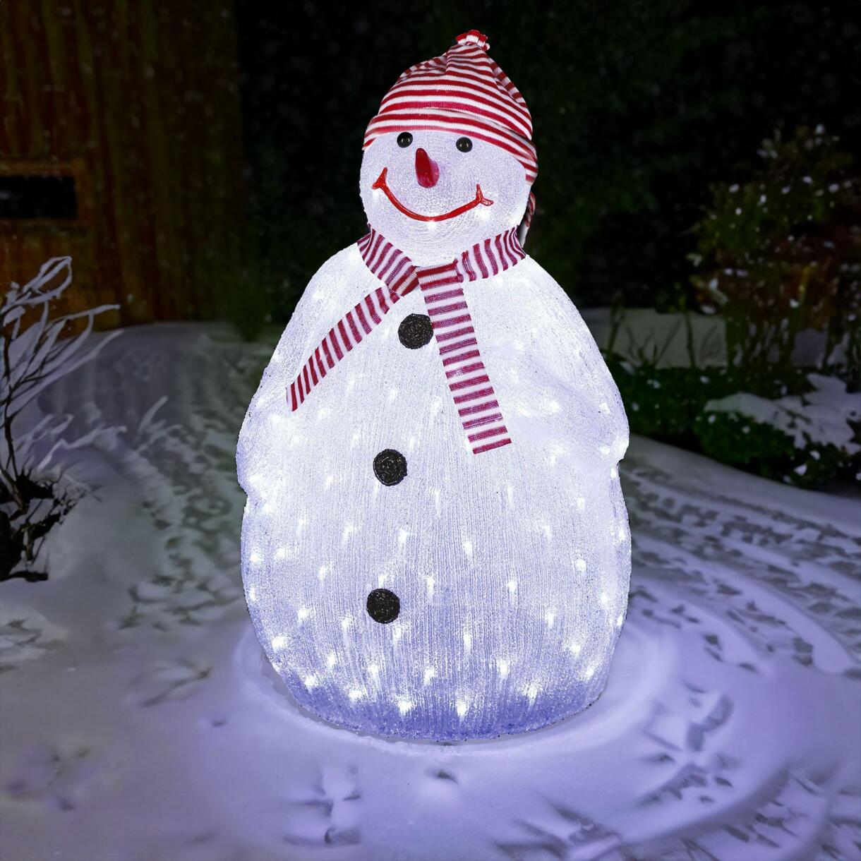 Pupazzo di neve luminoso Cappello Nero Bianco freddo 160 LED 1