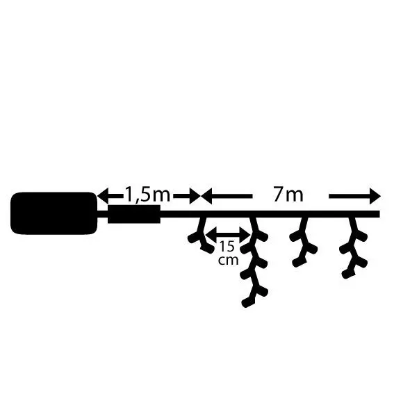 Stalactite lumineuse Durawise à piles L7 m Blanc chaud 192 LED 6
