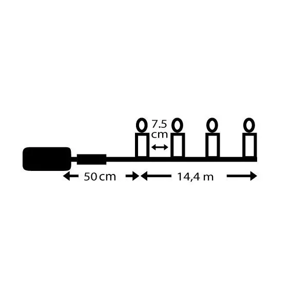 Guirlande lumineuse Durawise à piles 14,30 m Blanc chaud 192 LED CT 6