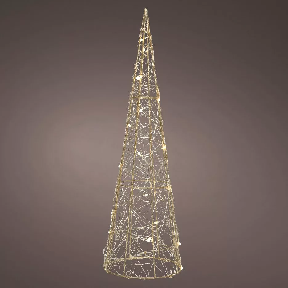 Cono a pilas A40 cm Oro y con luz Blanco cálido 20 LED