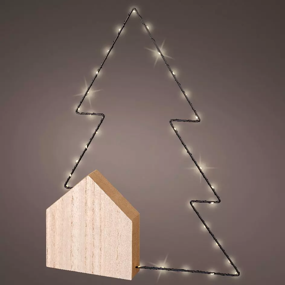 Árbol Alpina grande a pilas con luz Blanco cálido 34 LED 1