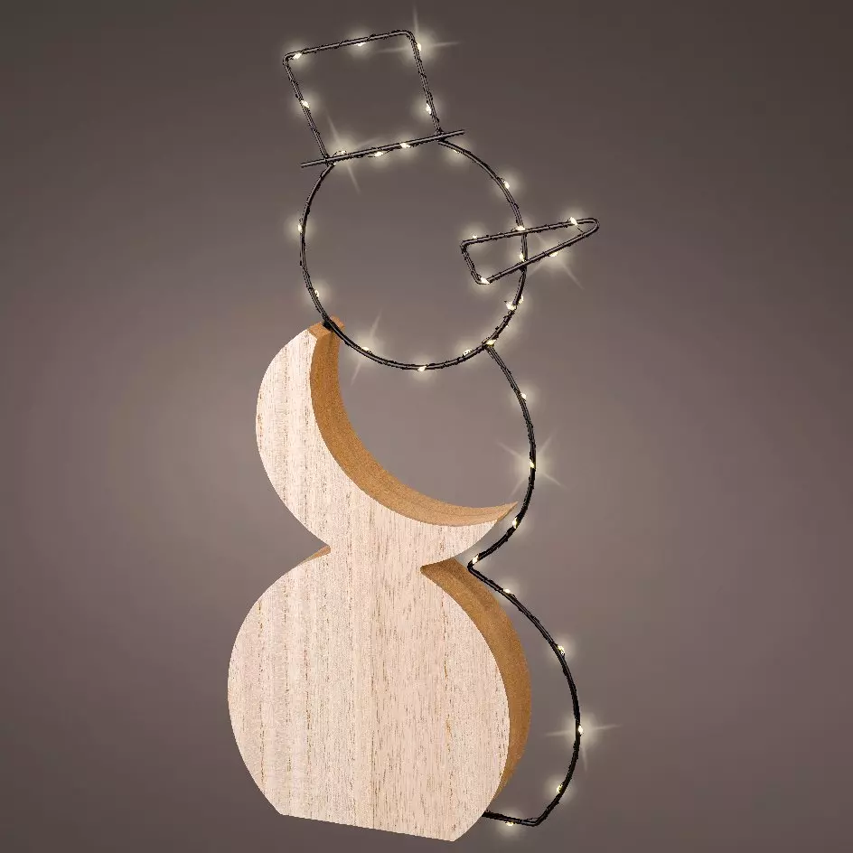 Bonhomme de neige Emile GM à piles lumineux Blanc chaud 35 LED 1