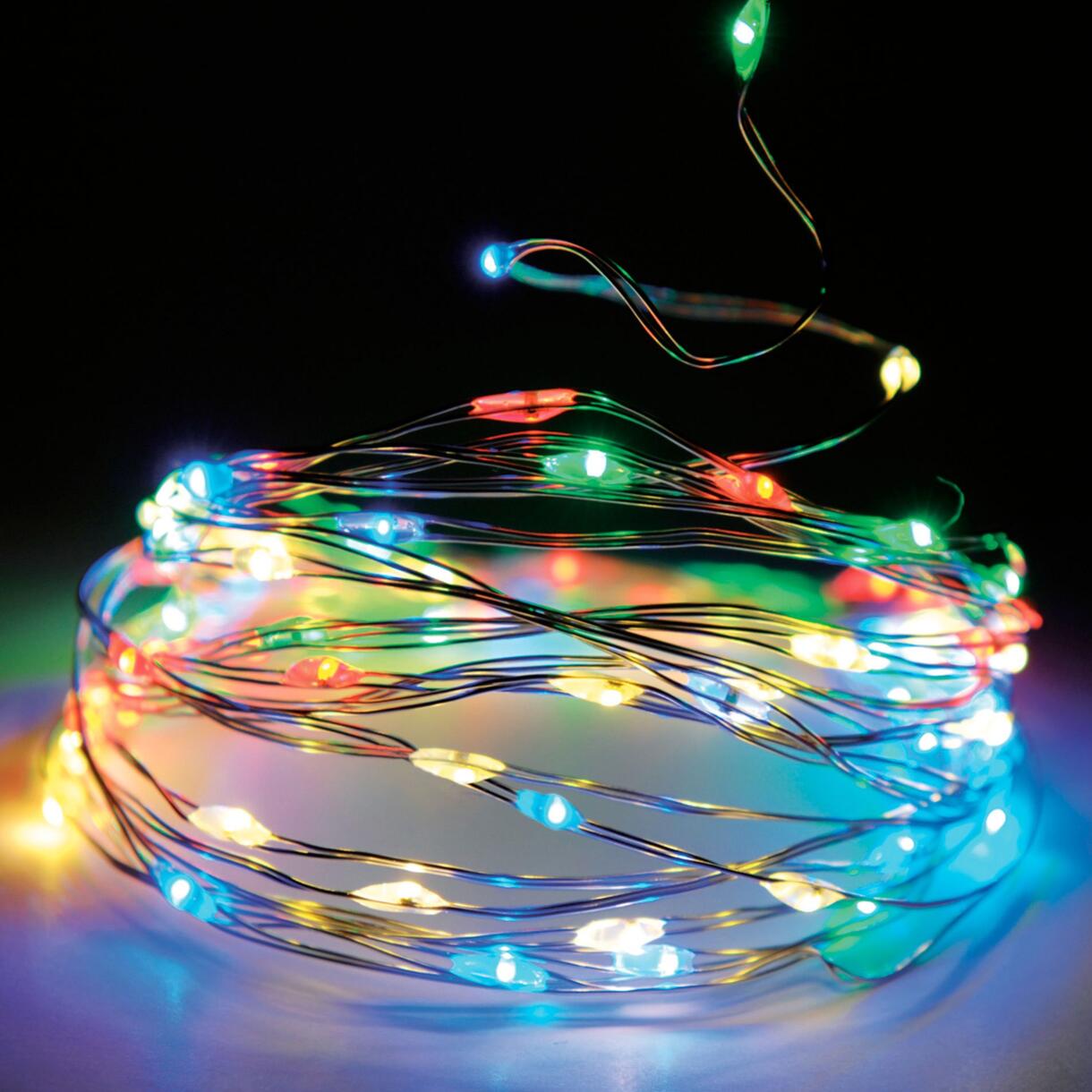 Luces de Navidad Micro LED 5 m Multicolor 100 LED CA a pilas 1