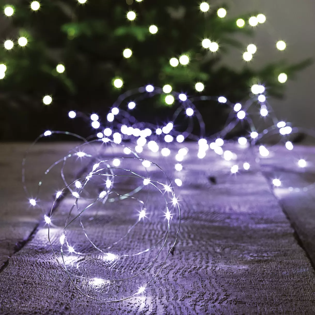 Luces de Navidad Solar 10 m Blanco frío 100 Micro LED Coper CA 1