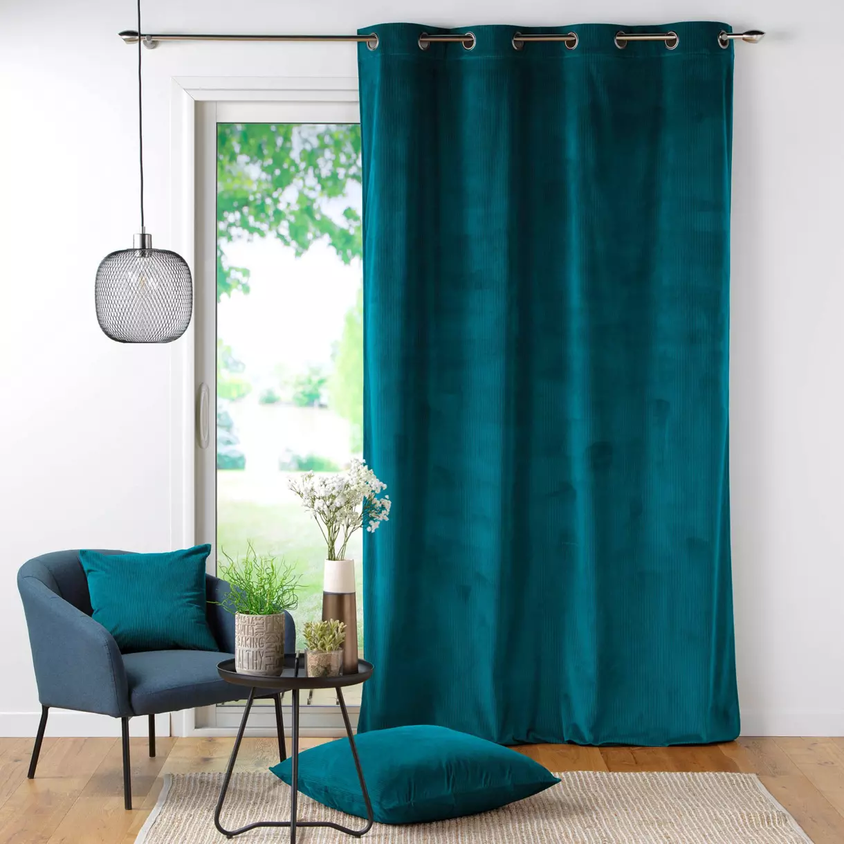 Cortina  semi-opaca(140 x 260 cm) Casual Azul petróleo 1