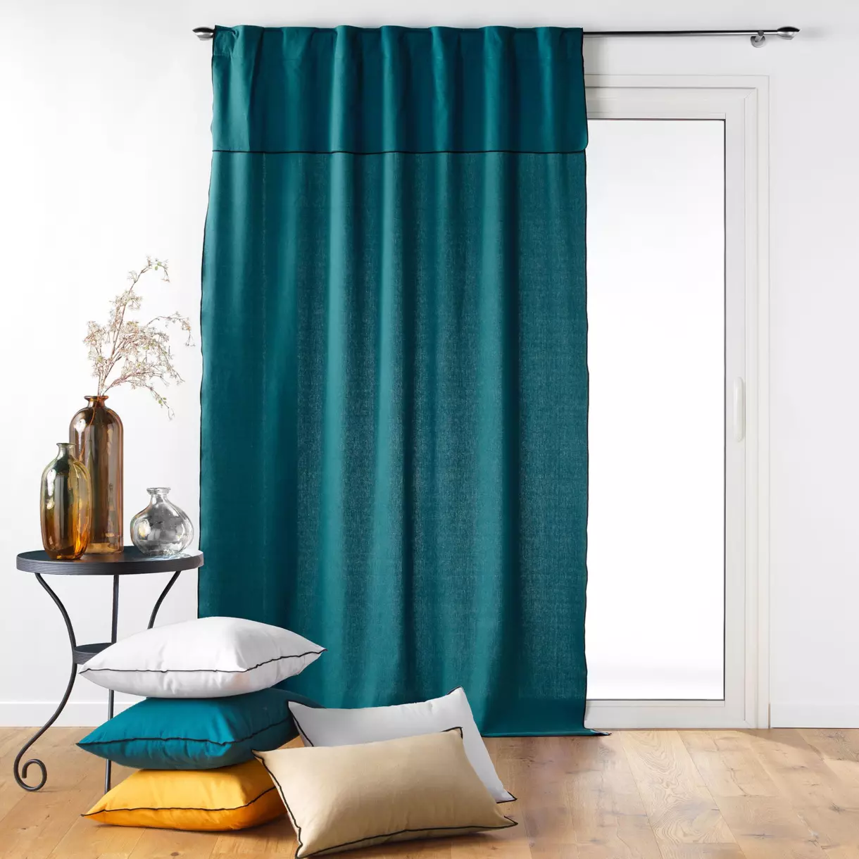 Cortina  semi-opaca algodón reciclable (140 x 240 cm) Mistraline Azul trullo 1