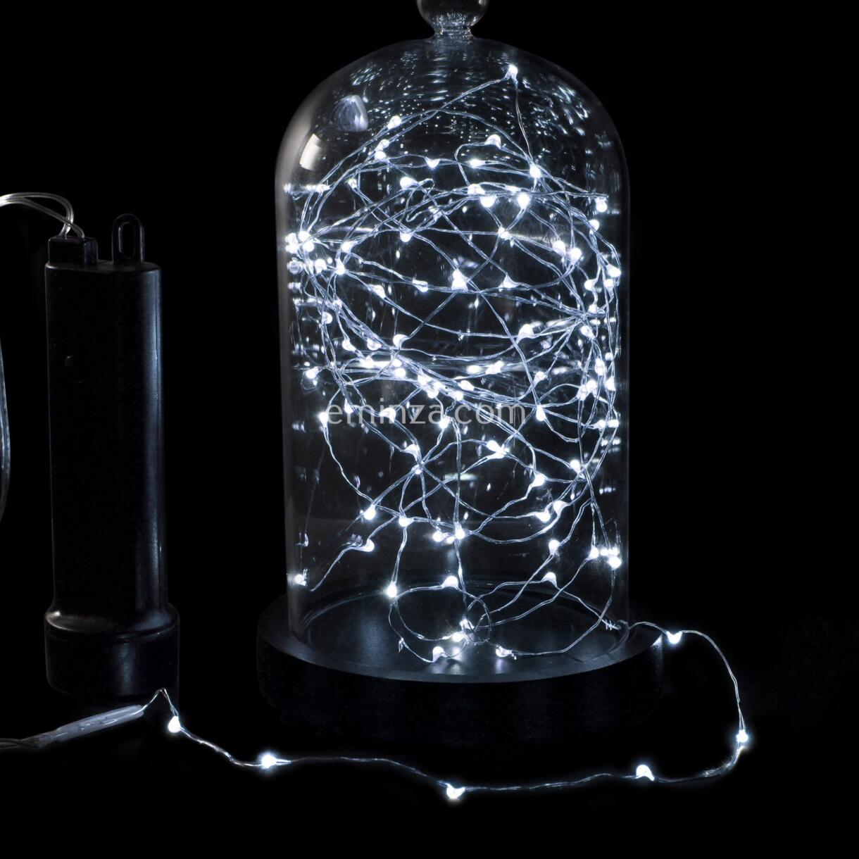 Ghirlanda luminosa Luxe Durawise a pile 4,90 m Bianco freddo 100 Micro LED CT 1