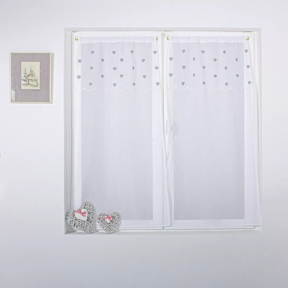 Paire de voilages (60 x 90 cm) C?urs Gris 1