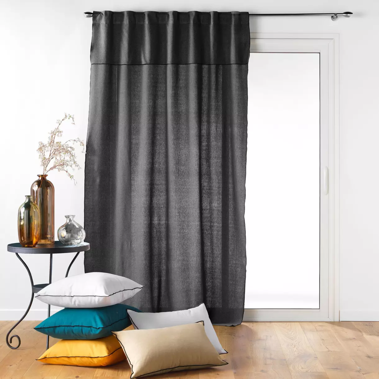 Cortina  semi-opaca algodón reciclable (140 x 240 cm) Mistraline Gris antracita 1