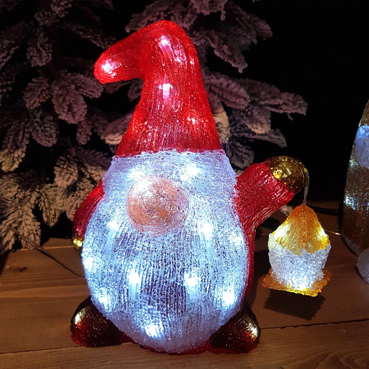 Babbo Natale luminoso a pile Gnomo Bianco freddo 40 LED 1