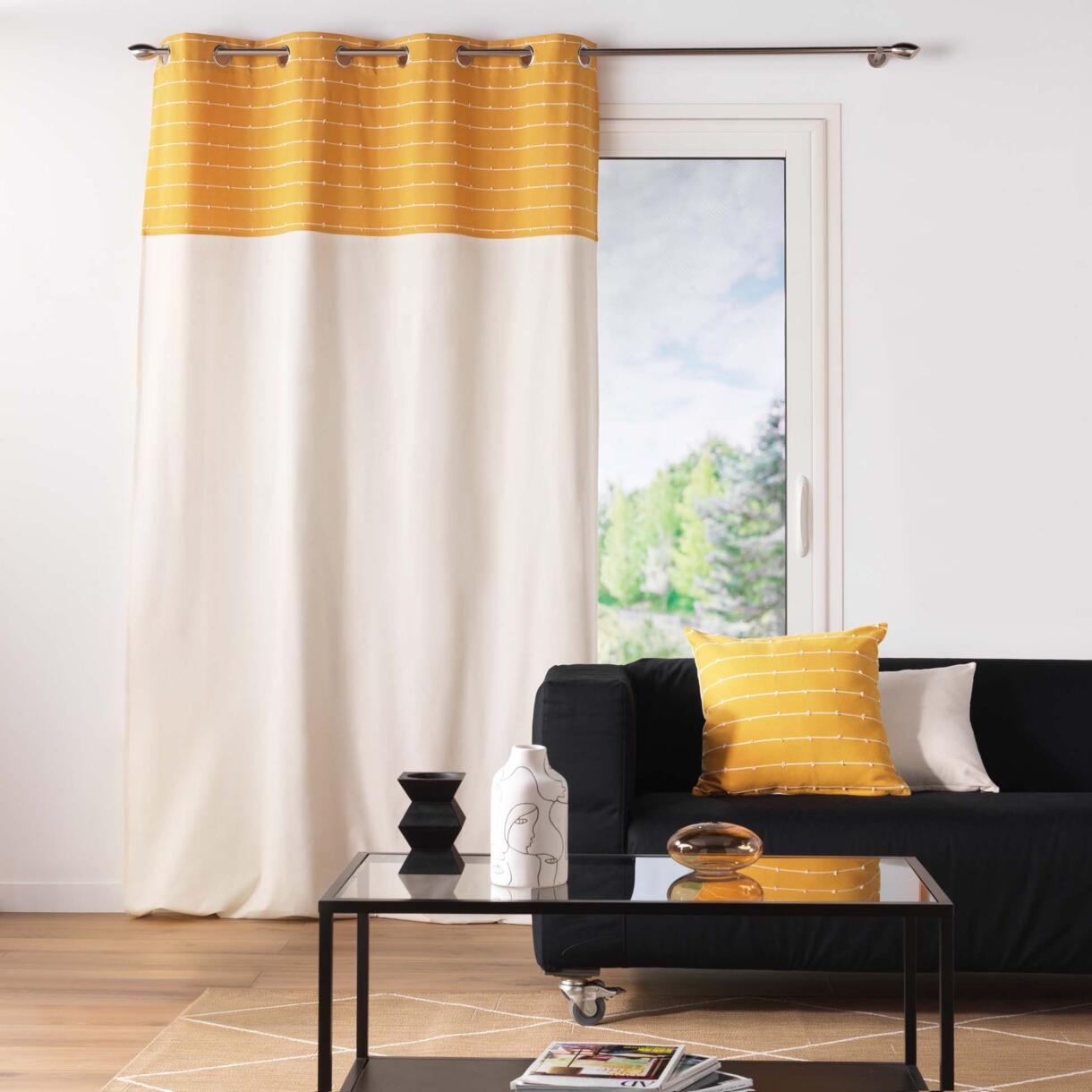 Vorhang aus recycelter Baumwolle (140 x 240 cm) Linechic Gelb